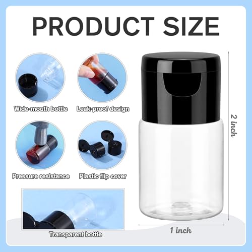 Black 100 Pcs 15ml Leak-Proof Travel Bottles with Flip Caps - Small Plastic Containers