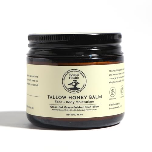 Natural Grass-Fed Tallow Balm with Manuka Honey & Calendula for Dry Skin - 2oz