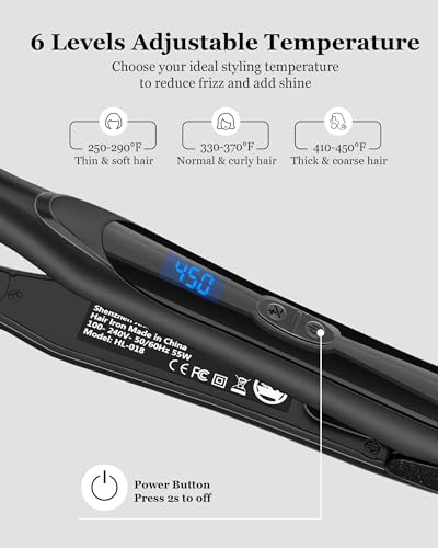 Mini Travel Flat Iron for Short Hair - Black
