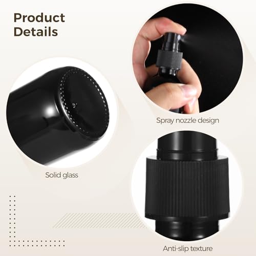 Lnrueg 48 Pcs BlackSmall Glass Spray Bottles 2 oz - Perfume, DIY Cleaners, Fine Mist Spray, Leakproof and Corrosion-Resistant, 60ML Travel Size, Portable for Beauty, Aromatherapy Household Use