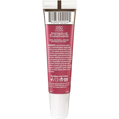 Burt's Bees Lip Gloss, Lip Shine for Women, 100% Natural Makeup, Pucker
