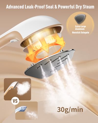 Hanging Garment Steamer 2-in-1 Handheld & Iron, 1500W Leak-Proof Clothes Steamer