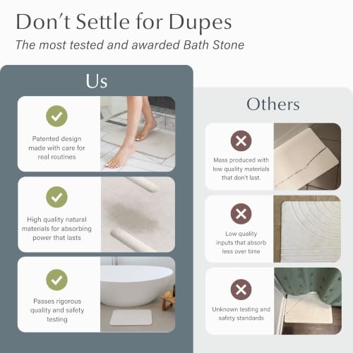 Dorai Stone Bath Mat Rain Sandstone 23.6"x15.4" - Non-Slip Fast-Drying Bathroom Floor Mat - 1 Pack