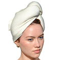 Beige Organic Bamboo Viscose Hair Towel for Curly Hair - Handmade, Sleep-In Plop Towel