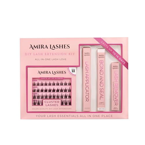 Volume Vixen DIY Cluster Lash Extension Kit, 10-16mm Salon Quality Volume Lashes, All-in-One System with Bond, Seal and Applicator, Reusable Vegan Fibers, 14-Day Wear