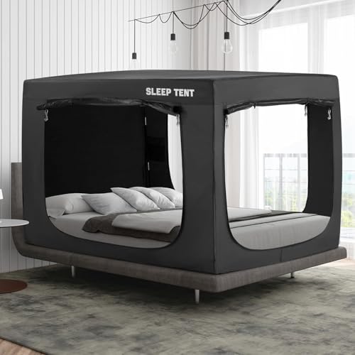 Queen Bed Tent Canopy for Kid & Adult Indoor Privacy Blackout - Black Variation