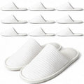 Disposable Hotel Slippers 10 Pairs White for Spa, Wedding, Travel, Women 6-11 Men 6-10, Non-Slip, Washable, Bulk Guest Shoes - Variation of 6-11 Women/6-10 Men