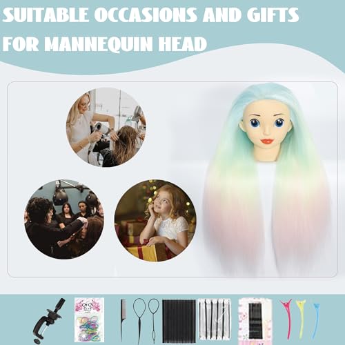 Unicorn 24'' Mannequin Head with Hair for Braiding & Styling Training, TKIMHEQ