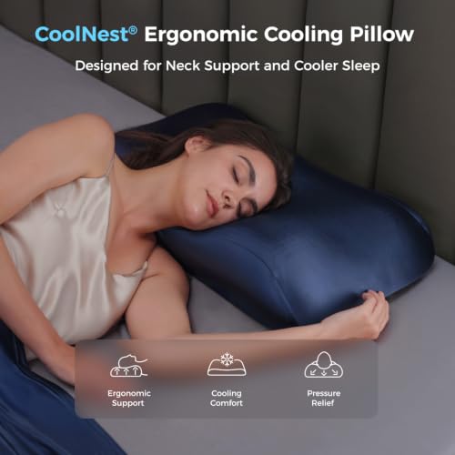 Cooling Memory Foam Pillow with Dual-Height Neck Support - Standard Size