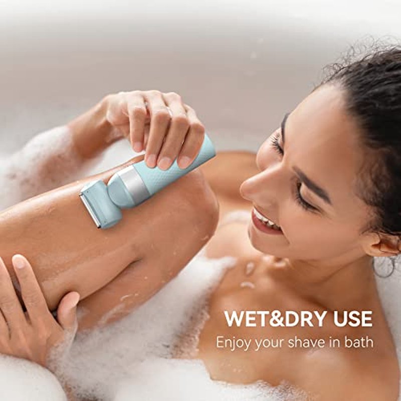 3-in-1 Electric Razor for Women,Dual-Foil Electric Shaver for Woman Face,Legs,Armpit,Rechargeable Bikini Trimmer,3-,Intimate Shaver with Illumination,Public Hair Trimmer Women (Light Blue)