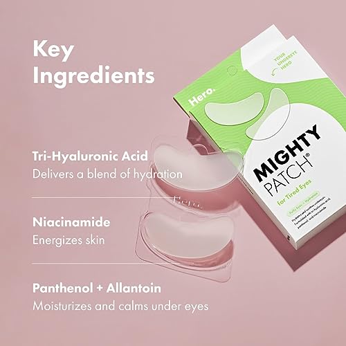 Mighty Patch HERO Tired Eyes Patches - 6 Count Pack of 2 Hydrogels for Puffiness & Eye Bags
