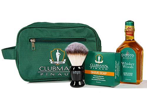 Clubman Pinaud Shave Essentials Set - Men's Grooming Whiskey Woods, Soap & Aftershave