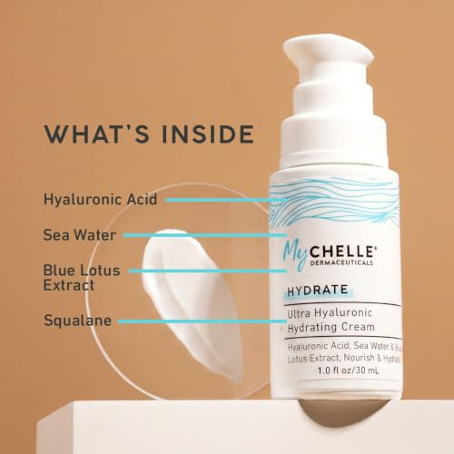 Hydrating Cream with Vegan Hyaluronic Acid - 1 Fl Oz - Lightweight Moisturizer for Dry Skin