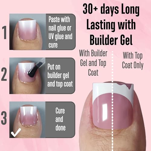 Sharp Square Ombre Berry Pink Press-On Toe Nail Tips – Pre-Designed Gel Extensions, 15 Sizes, 240 pcs