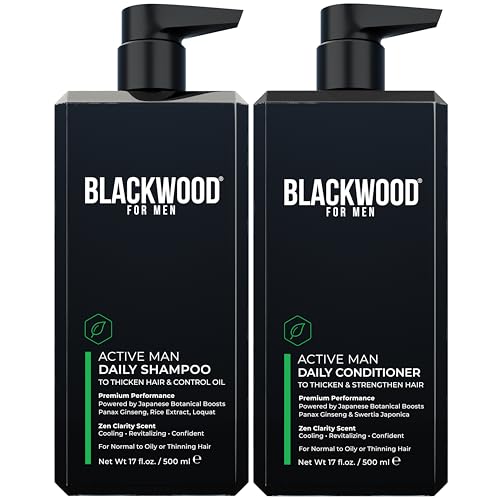 Blackwood For Men Hair Loss & Dandruff Shampoo & Conditioner Bundle - Sulfate & Paraben Free, 17 Oz Each