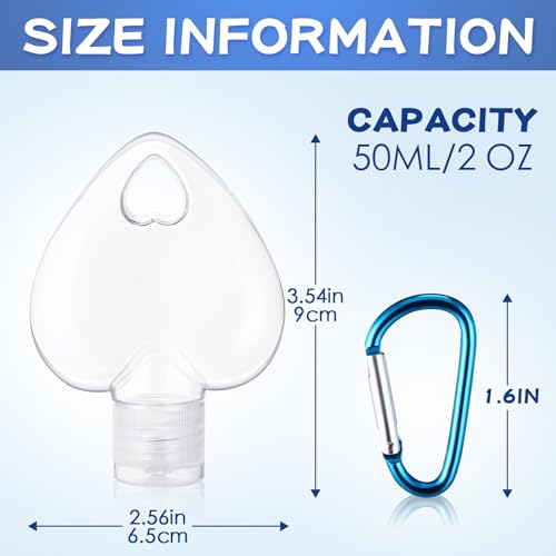100 Pcs Travel Bottles with Keychain 2oz Heart-Shaped Empty Containers