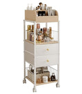 White Floor Makeup Organizer with Drawers and Rolling Casters - ZQUYAJ HZG2402