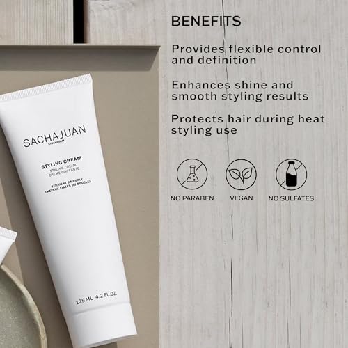 SACHAJUAN Citrus Styling Cream & Heat Protectant for Curly & Straight Hair 4.2 oz