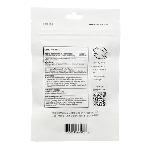 Unpaste Fluoride Toothpaste Tablets - Mint Vanilla, 250 Count