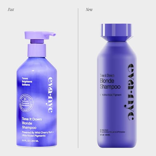 Eva NYC Purple Shampoo for Toning Blonde Hair - Gentle Formula for Blonde, Gray + Lightened Hair - Adds Shine + Softens - Anti-Brass Formula for Salon Fresh Results - Ginger Rose Scent - 10 fl oz