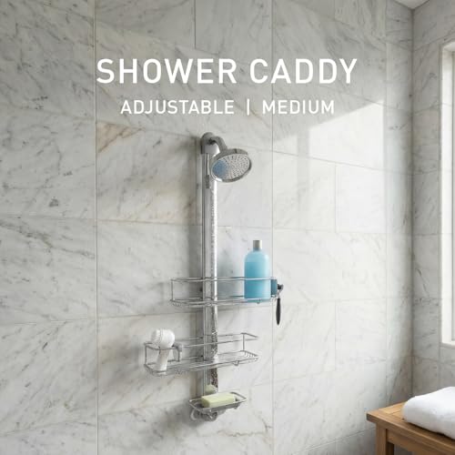 Simplehuman Adjustable Shower Caddy - Medium, Rust-Proof Stainless Steel & Aluminum