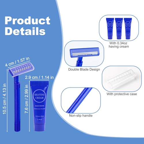 RSQAZQ 100 Pack Disposable Razors with 0.34oz Shaving Cream - Travel Friendly, Mild Formula for Sensitive Skin