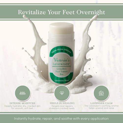 Victoria's Lavender Heel Balm Stick ? Ultra-Rich Foot Therapy Balm for Dry, Cracked Feet ? Softener for Cracked & Rough Skin ? Dry Heels Treatment for Men and Women - Lavender Mint - 2 packs