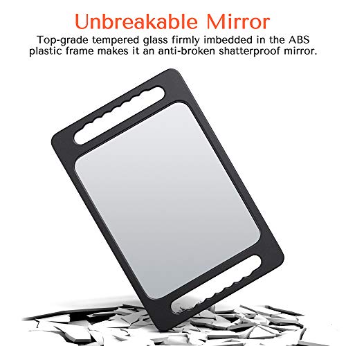 TASALON Unbreakable Double-Handle Hand Mirror with HD View, Black 15.8" x 10.2"