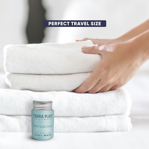 Travel Size Body Wash 1 oz Pack of 100 - White Tea & Coconut Hotel Toiletries