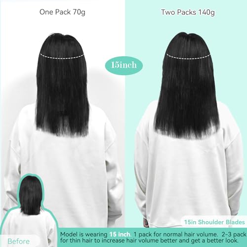 Light Brown Hair Extensions Set - 15 Inch 75g 7pcs Remy Clip-In Human Hair