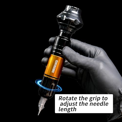 Wireless Rotary Tattoo Gun Kit with 1050mAh Battery - Gold Finish, Complete Professional Tattoo Equipment