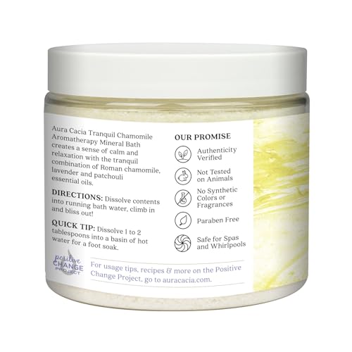 Aura Cacia Tranquil Chamomile Mineral Bath Salts Pack of 2 - Soothing Aromatherapy Soak