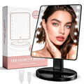 KOOKIN Lighted Makeup Mirror with Lights, Dimmable Desk Mirror - Black, Touch Control, 180° Rotation