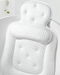 VOXOR White Extra Thick Bath Pillow with 54 Non-Slip Suction Cups - Comfortable Tub Cushion for Head Neck & Back Support