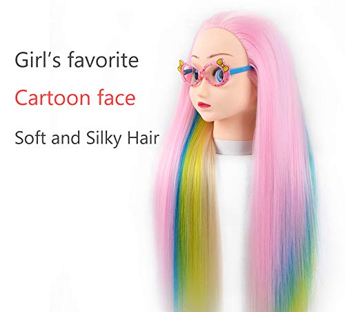 Kids Pink Doll Mannequin Head for Braiding and Styling Practice - 26 Inch