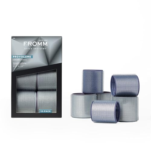 Self-Grip Ceramic Hair Rollers Set - 2 Inch & 2.5 Inch, 12 Pieces, Grey