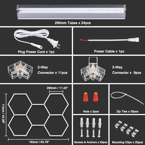 BRILLIHOOD 5-HEX UV Blacklight Fixture Pack - Hexagon LED Party Lights for Neon Glow, Halloween, Art
