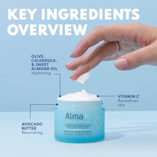 ALMA K Hydrating Day Cream - Day Face Cream for Normal to Dry Skin - Daily Face Moisturizer - Facial Moisturizer with Olive and Avocado Oils - 1.7 oz (Pack of 2)