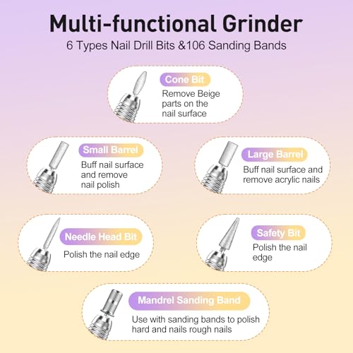 Jiasheng Professional Nail Drill, 30000rpm Nail Drill Machine for Nail Tech Supplies, Acrylic Electric Efile Drill for Polishing Shaping Removing Acrylic Nails Poly Nail Gels