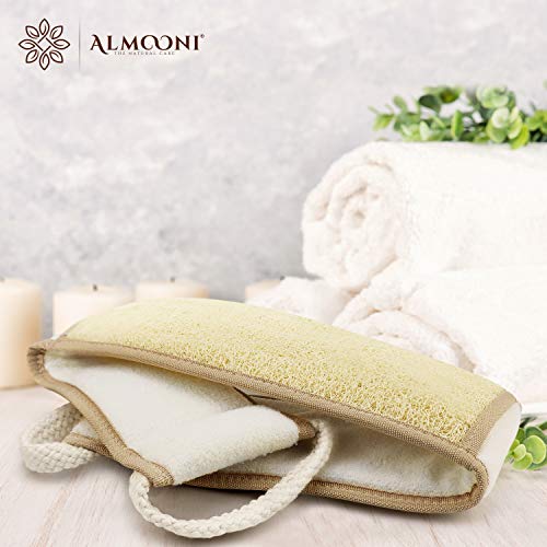 Exfoliating Back Loofah Scrubber and Body Sponge Set with Loofah Pad & Glove