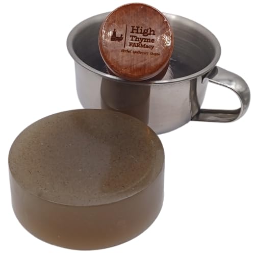 Old-Fashioned Barbershop Shaving Soap Puck - 4 Ounce Bar of Bay Rum, Sandalwood, and Patchouli Soap for Shaving - 3" Shave Soap Puck
