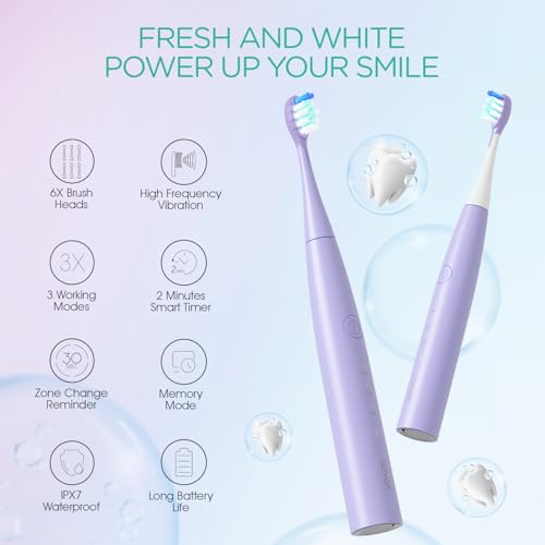Travel Sonic Electric Toothbrush for Adults - Purple