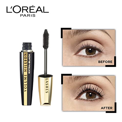 L'Oreal Paris Volume Million Lashes Extra Black Mascara 0.3 Fl Oz - Clump-Free, Voluminous Eyelash Makeup
