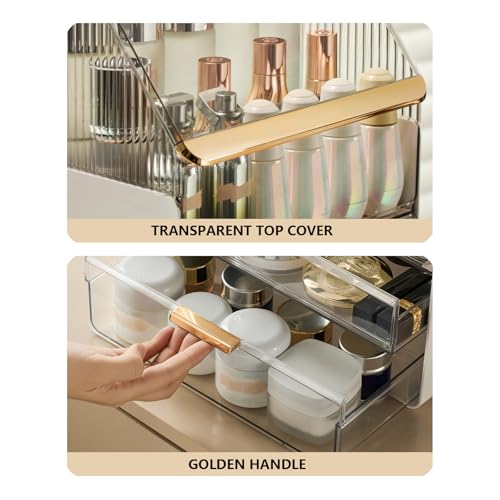 Large Makeup Organizer Countertop Vanity Organizer Cosmetic Organizer Makeup Storage Box Bathroom Counter Organizer Perfume Skincare Organizers Gift Women Girls Clear Design Easy Visibility