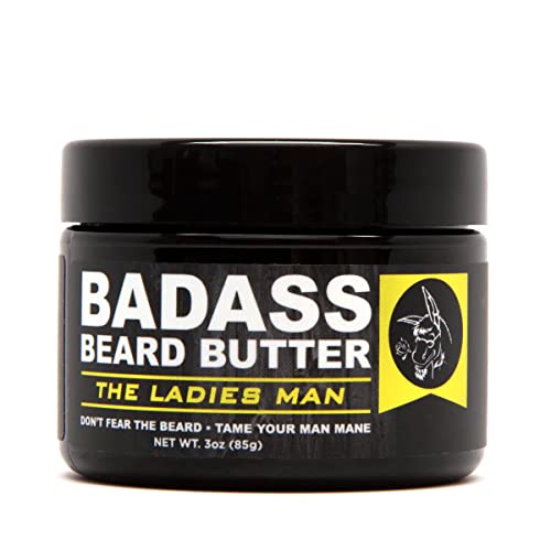 Badass Beard Care Ladies Man Beard Butter 3 oz - Natural Ingredients, Softens & Itch-Free