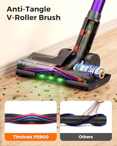 Purple Cordless Vacuum Cleaner for Home 600W Suction 60Min Runtime Light Stick