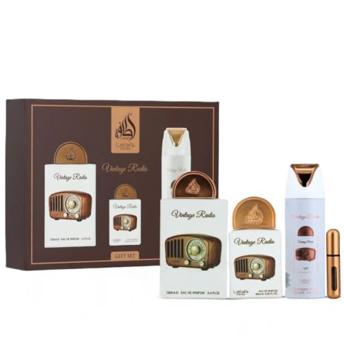 Lattafa Pride Vintage Radio 3-Piece Gift Set - Long Lasting Arabian Perfume for Men