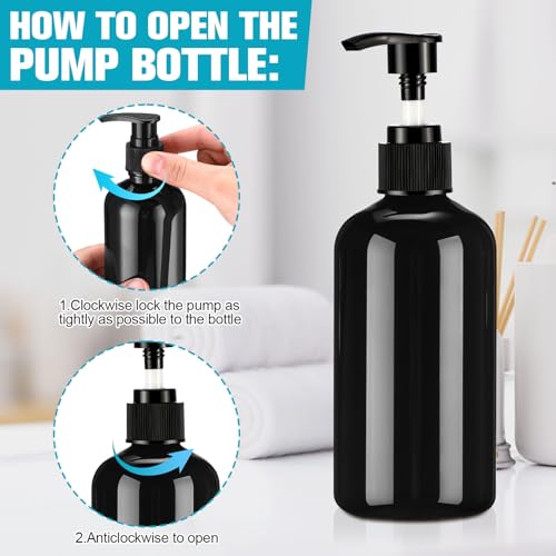 CroBlissful 24 Pack Black 8 oz Plastic Pump Bottles for Lotion & Shampoo - Variation of 24 / Black