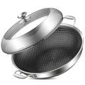Black 14-Inch Tri-Ply Stainless Steel Wok Pan with Lid - DELARLO