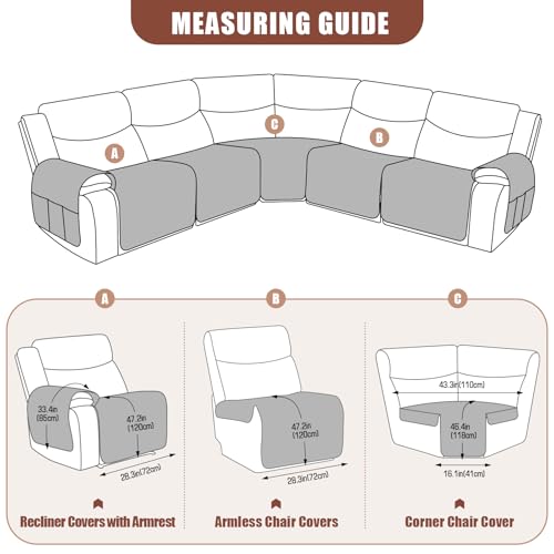 VANSOFY Waterproof Recliner Sectional Couch Cover - Dark Gray, 5 Seat